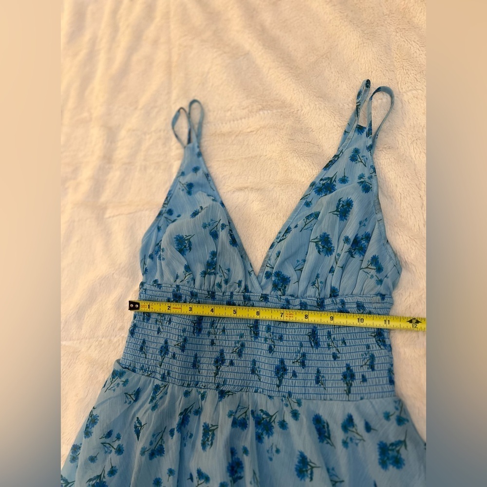 🦋 Urban Outfitters Sweet Escape Strappy Blue Floral Mini Dress - Picture 8 of 8